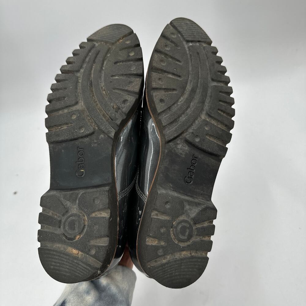 GABOR Comfort Silver Charcoal Patent Oxford Almond Toe Lace Up Shoe // 6.5 - Picture 6 of 11